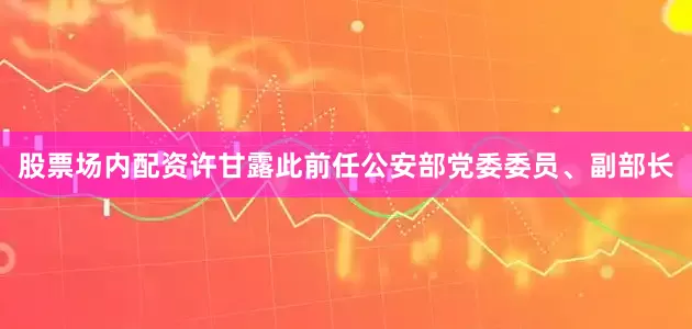 股票场内配资许甘露此前任公安部党委委员、副部长